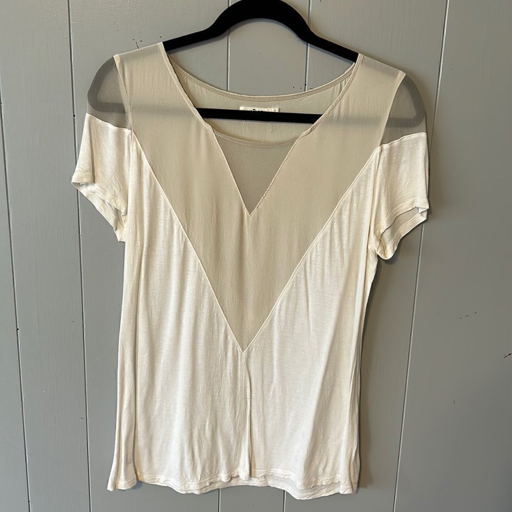 Aiko Silk Detailed White Tee Size Medium